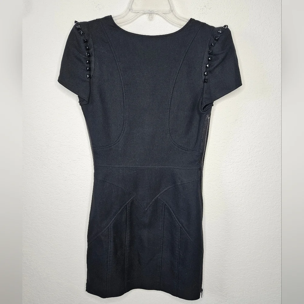 NWT Mackage Collection Studded Zipper Side Detail Structured Cap Sleeve Dress - Picture 10 of 11